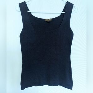 Georgiou Women's Medium 100% Silk Navy Blue Knit Tank Top Sweater Sleeveless